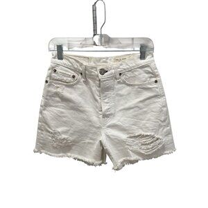 Rag & Bone White Distressed High-Rise Denim Shorts With Frayed Hem Womens Sz 27